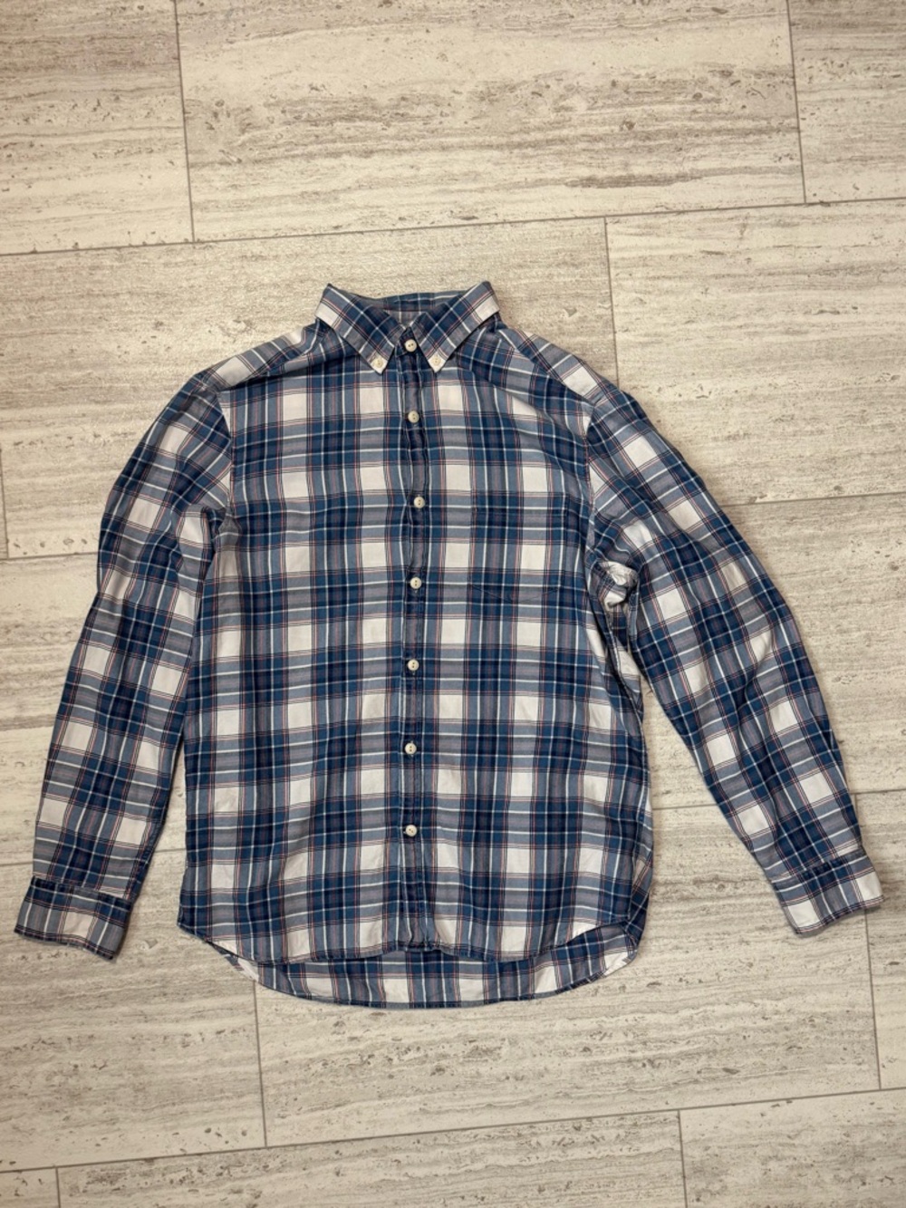 Vineyard Vines Blue and White Plaid Button-Down Shirt - Men